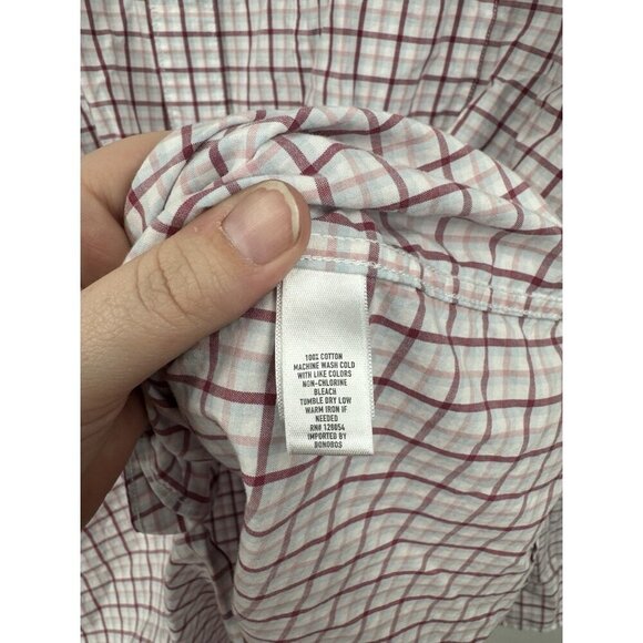Bonobos Plaid Button Front Top Men 3XL Red White Long Sleeve Preppy Standard Fit - Picture 4 of 8